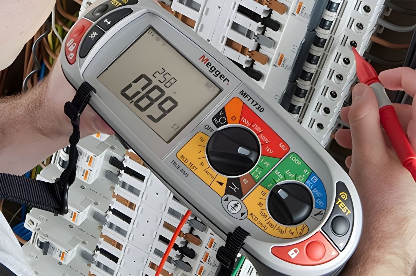 CK engineer testing a distribution board